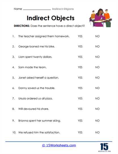 direct and indirect object worksheet class 6