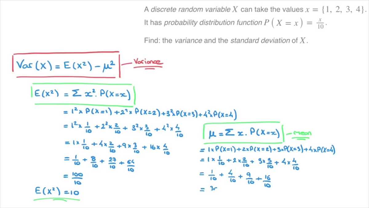 discrete random variable worksheet