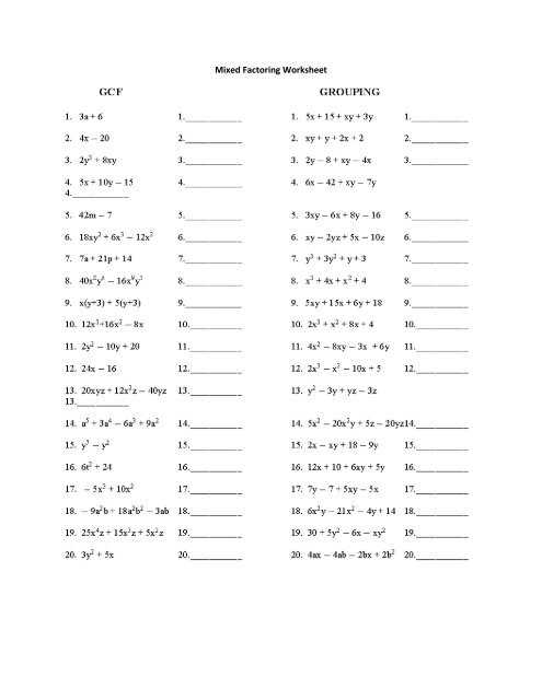distributing and factoring worksheet