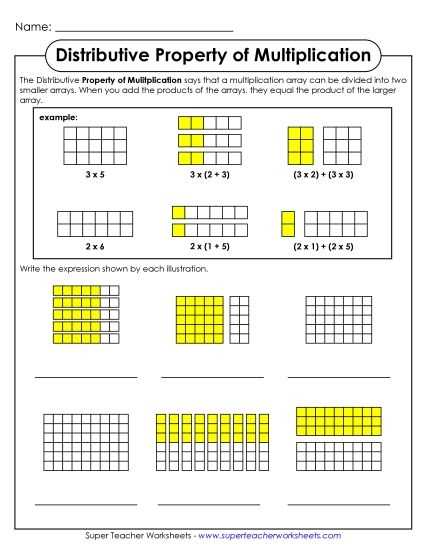 distributive property of multiplication worksheets