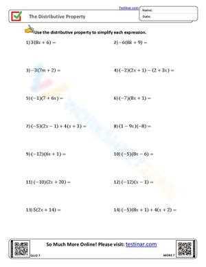 distributive property practice worksheet