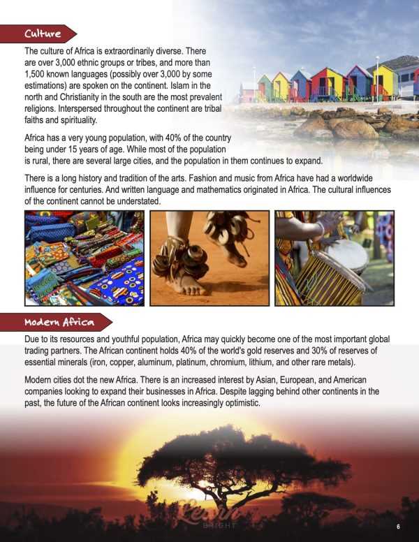 diverse societies in africa worksheet