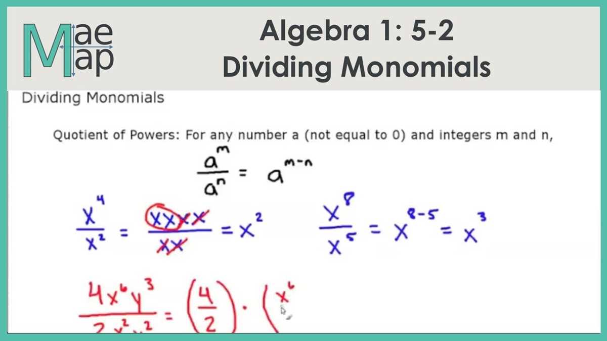 divide monomials worksheet