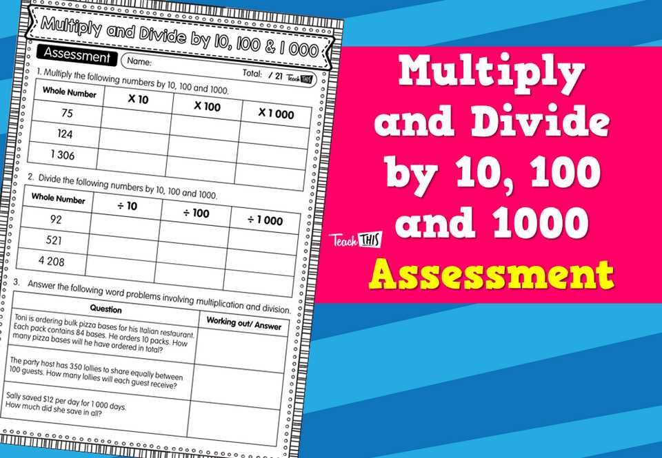 dividing and multiplying by 10 100 and 1000 worksheets