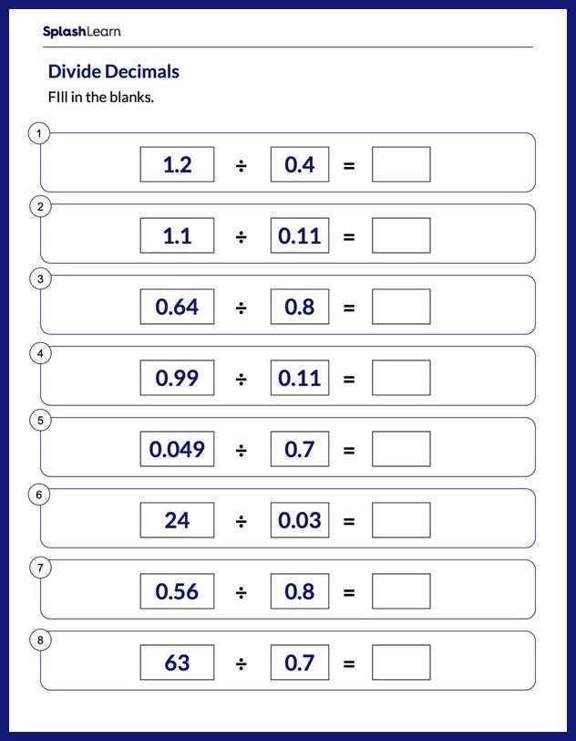 dividing decimals worksheets
