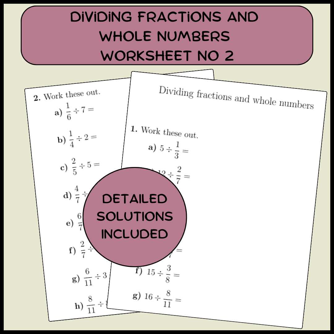 dividing fractions by a whole number worksheet