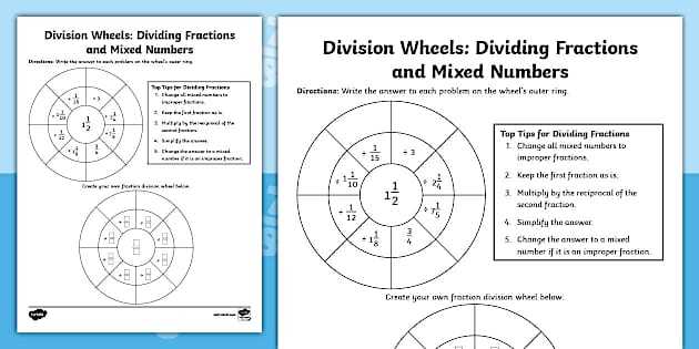 dividing fractions with mixed numbers worksheet