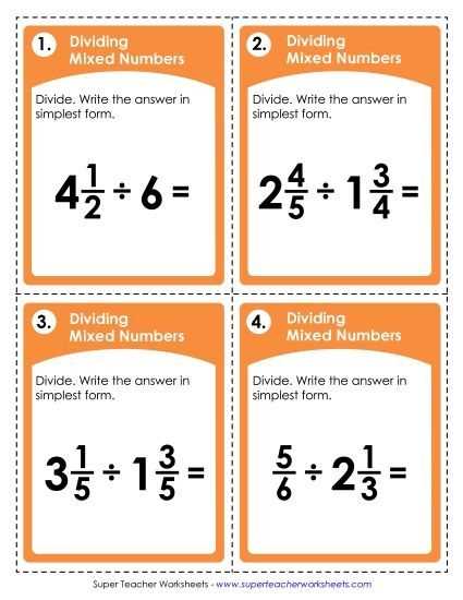 dividing fractions with mixed numbers worksheet