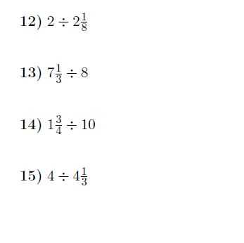dividing mixed numbers and fractions worksheet