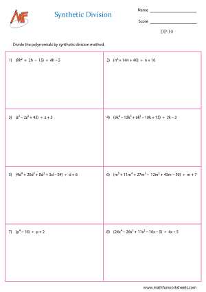 dividing polynomials worksheet