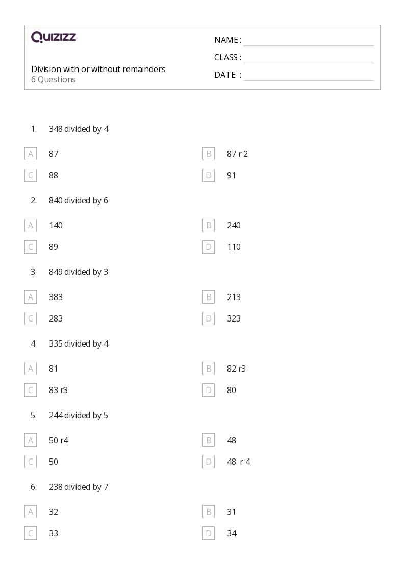 dividing without remainders worksheet