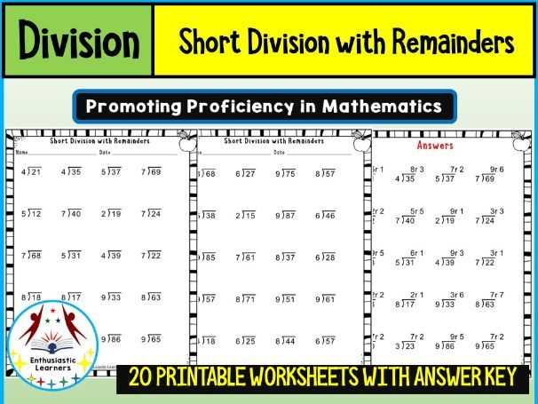 division and remainders worksheets