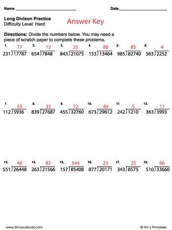 division examples worksheets