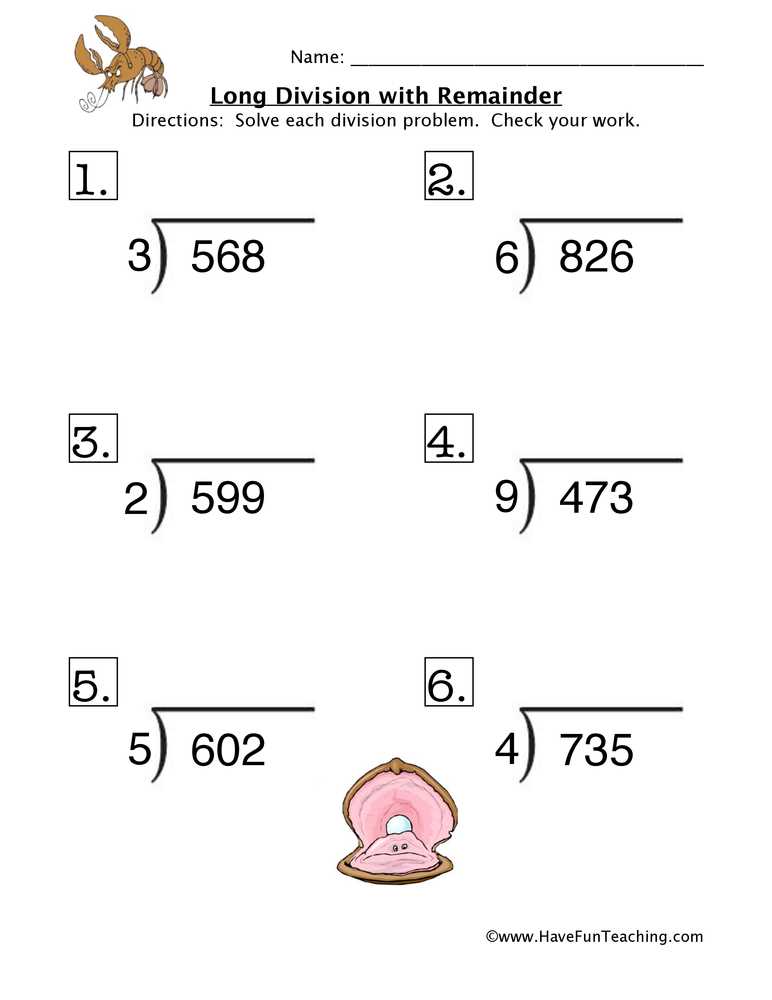 division facts with remainders worksheets