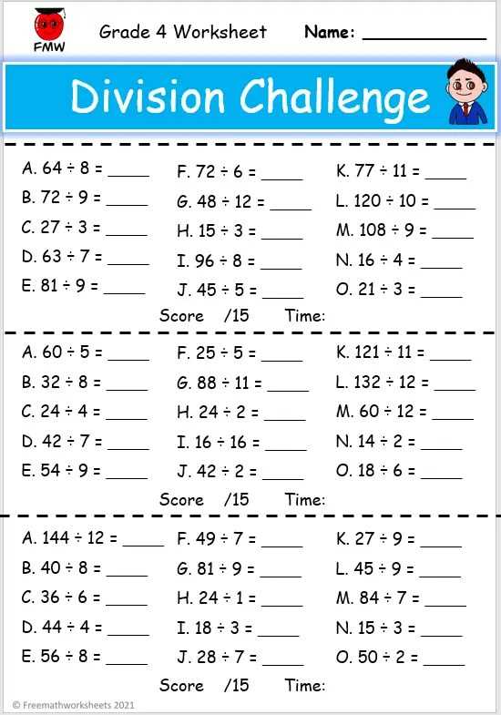 division for 4th grade worksheets