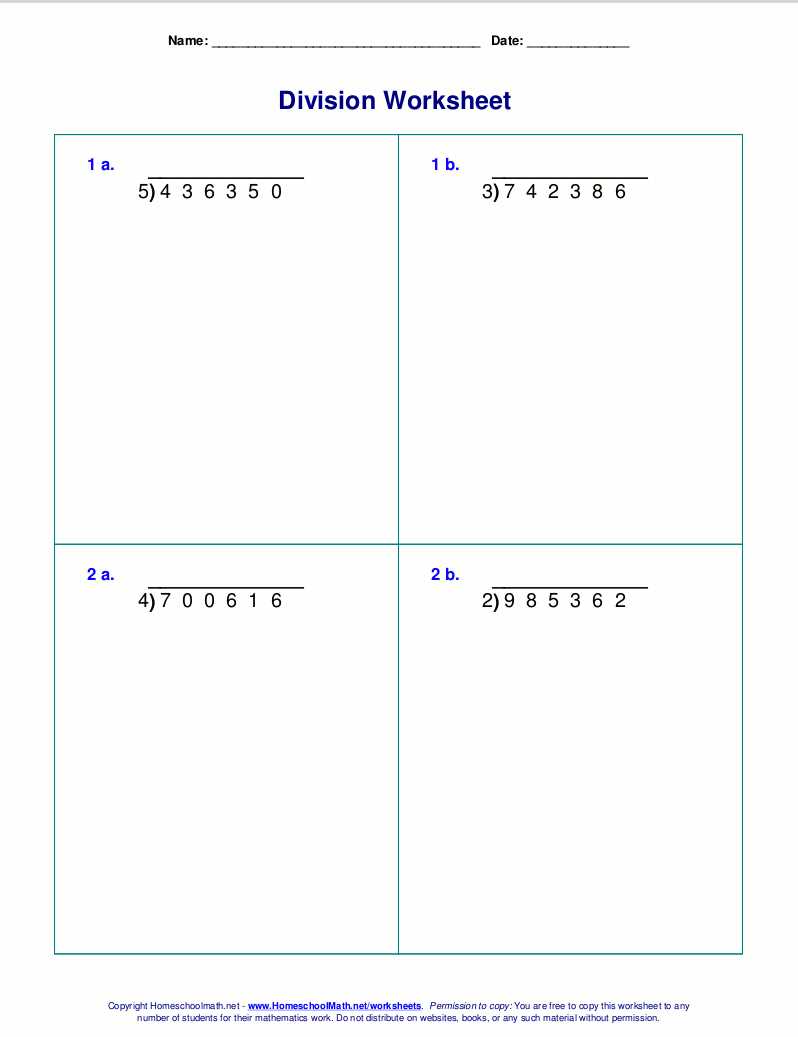 division sums worksheet