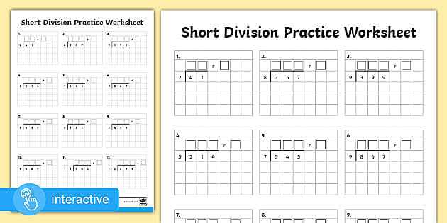 division sums worksheet