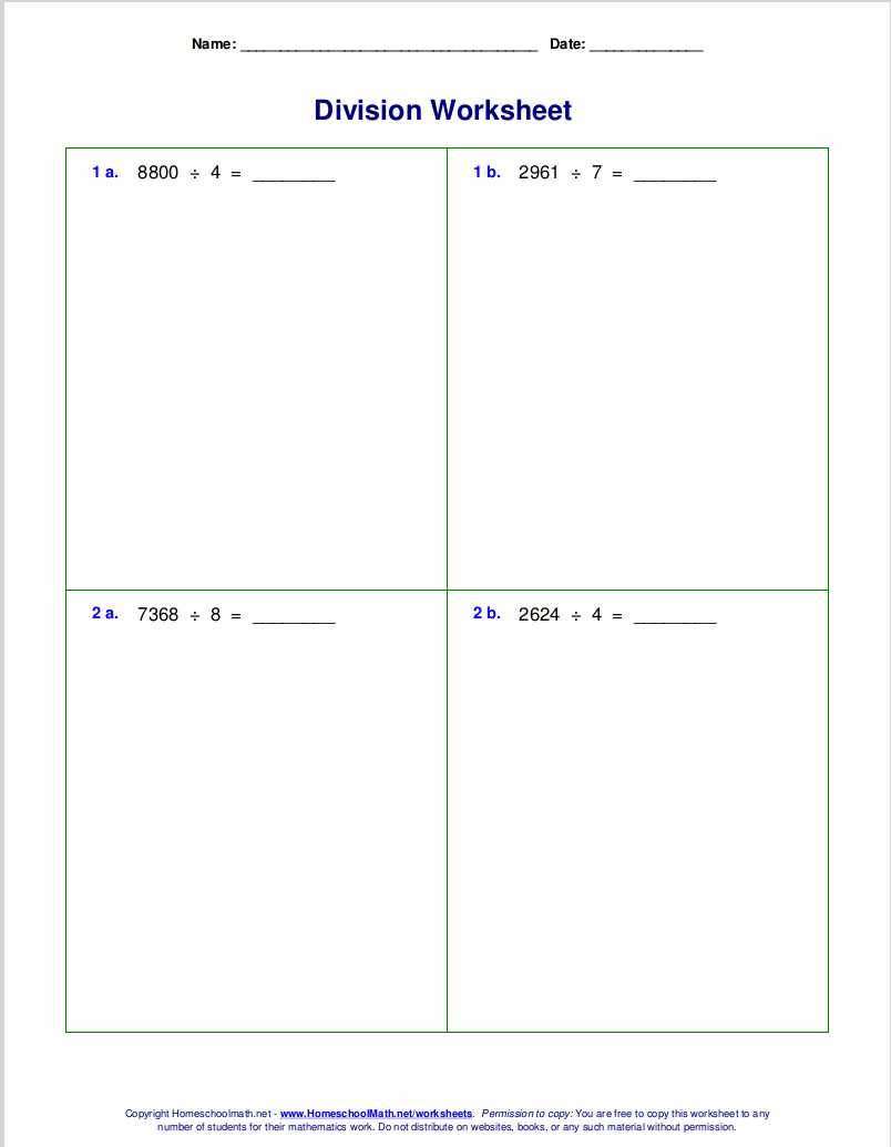 division worksheets grade 4