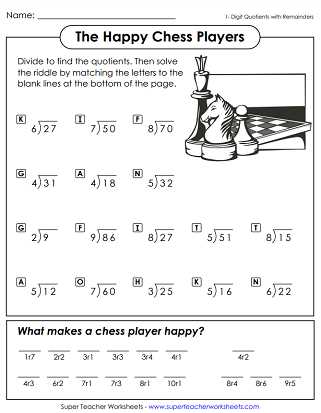 divisions with remainders worksheets