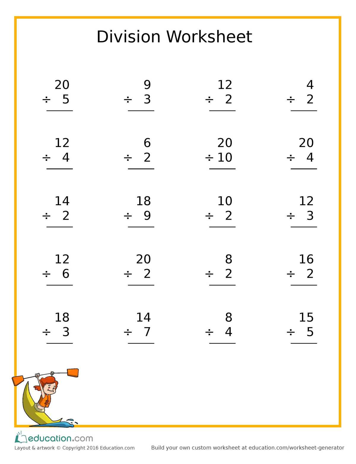 divison worksheet