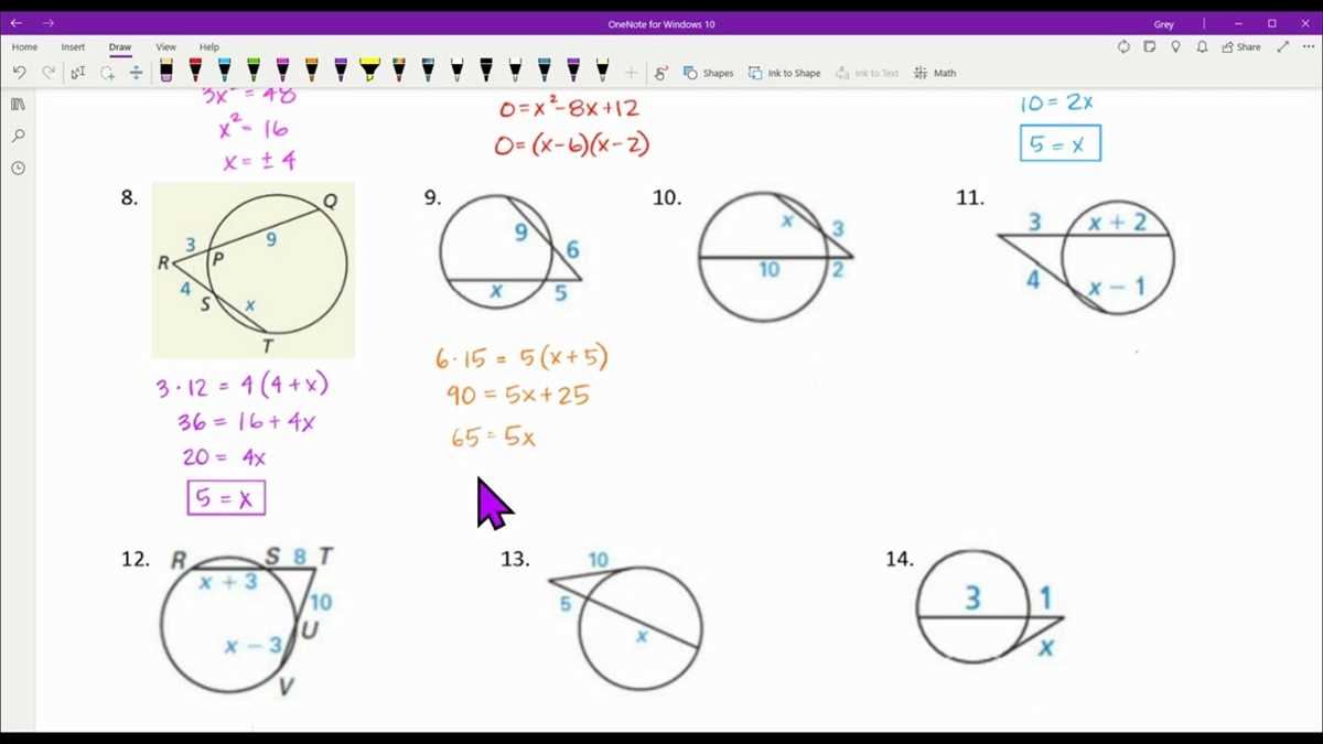 segments in circles worksheet