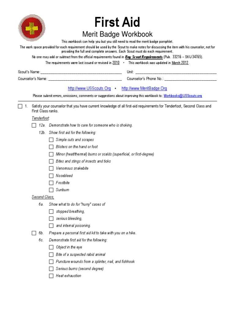 merit badge emergency preparedness worksheet