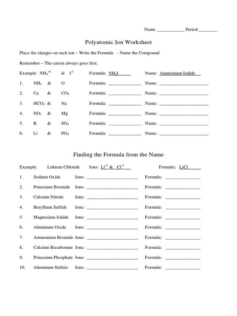 ion worksheet