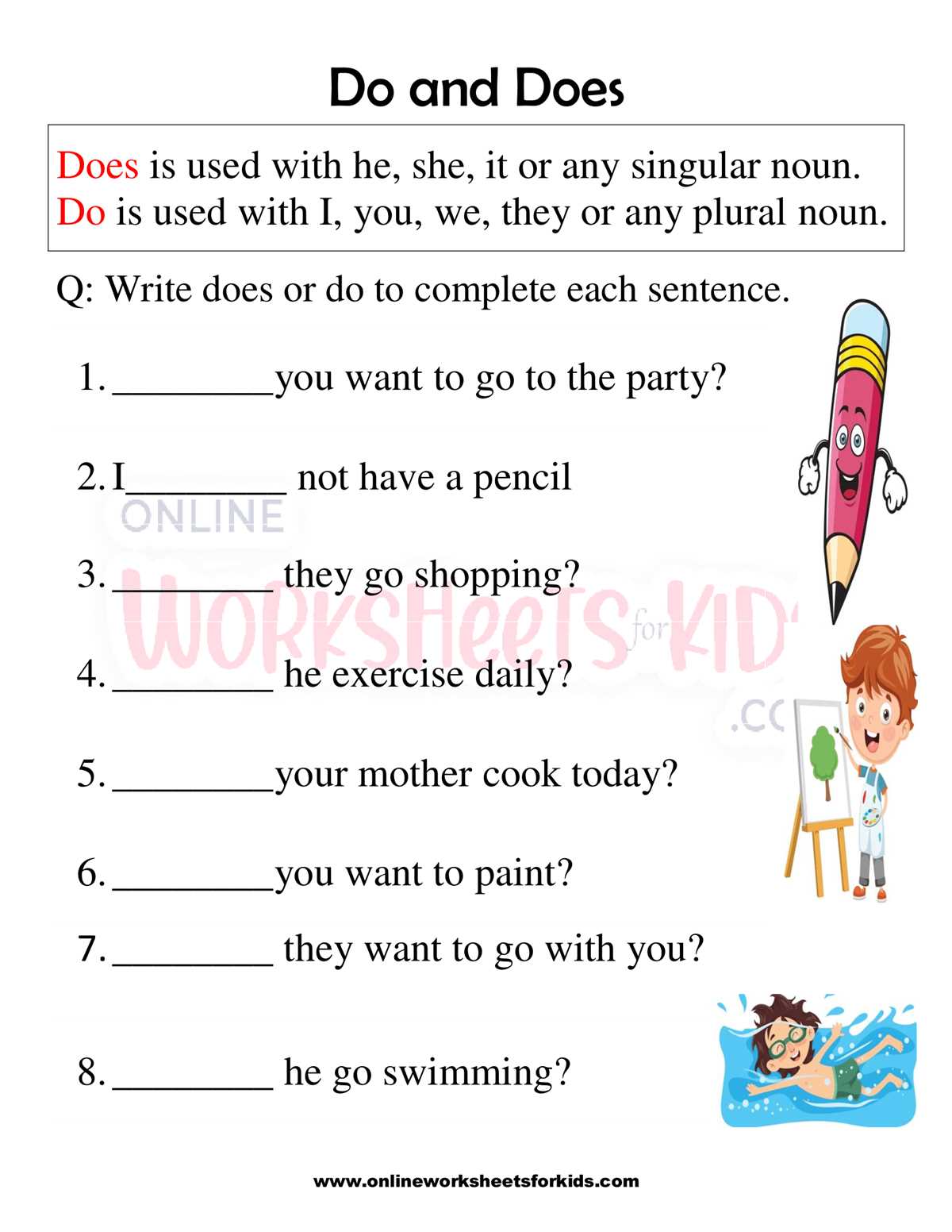 do or does questions worksheet