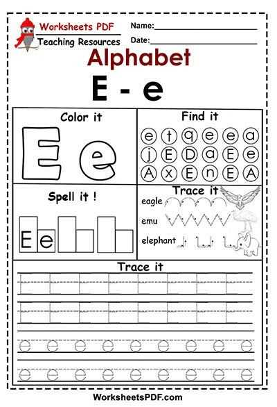 letter e worksheet preschool