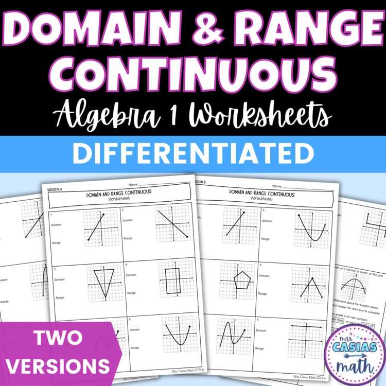 domain and range worksheet algebra 1