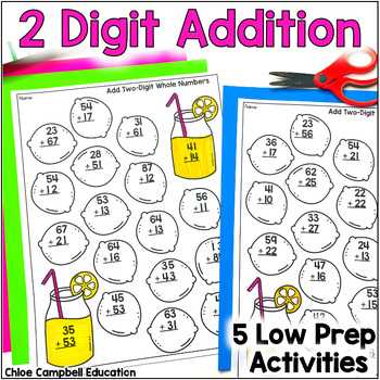 double digit addition worksheets without regrouping