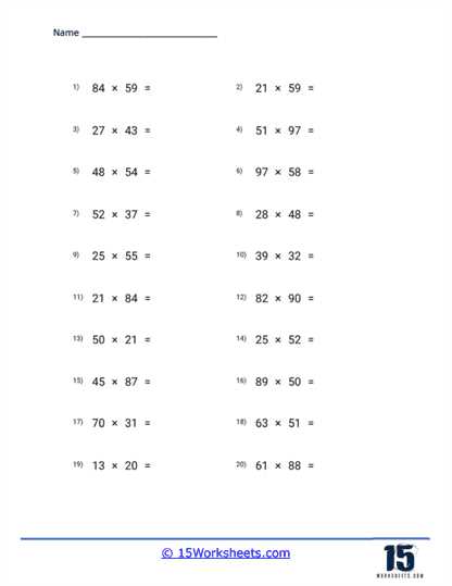 double digit multiplication practice worksheets