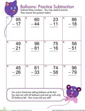 double digit subtraction with regrouping free worksheets