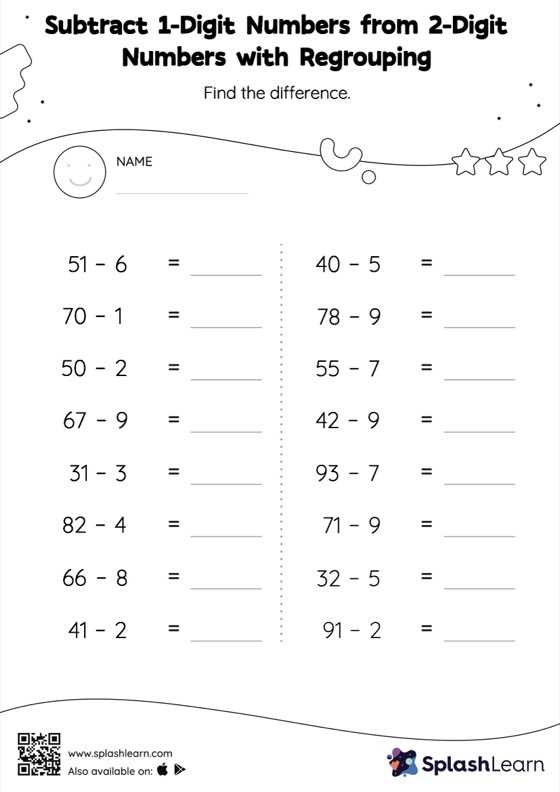double digit subtraction with regrouping free worksheets