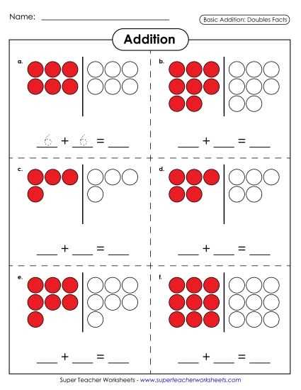 doubles addition facts worksheet