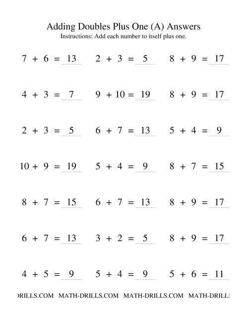 doubles math worksheet 1st grade