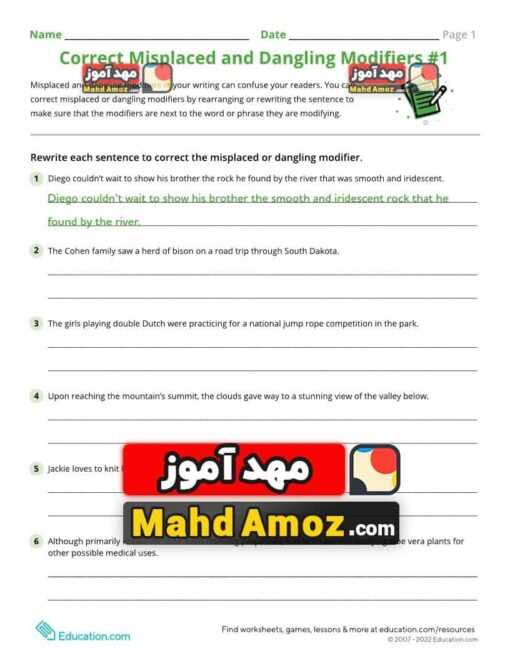 dangling misplaced modifiers worksheet