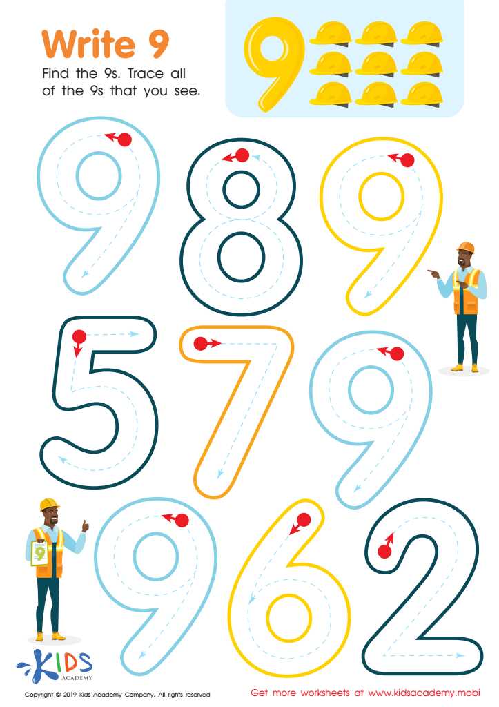 number 9 preschool worksheet