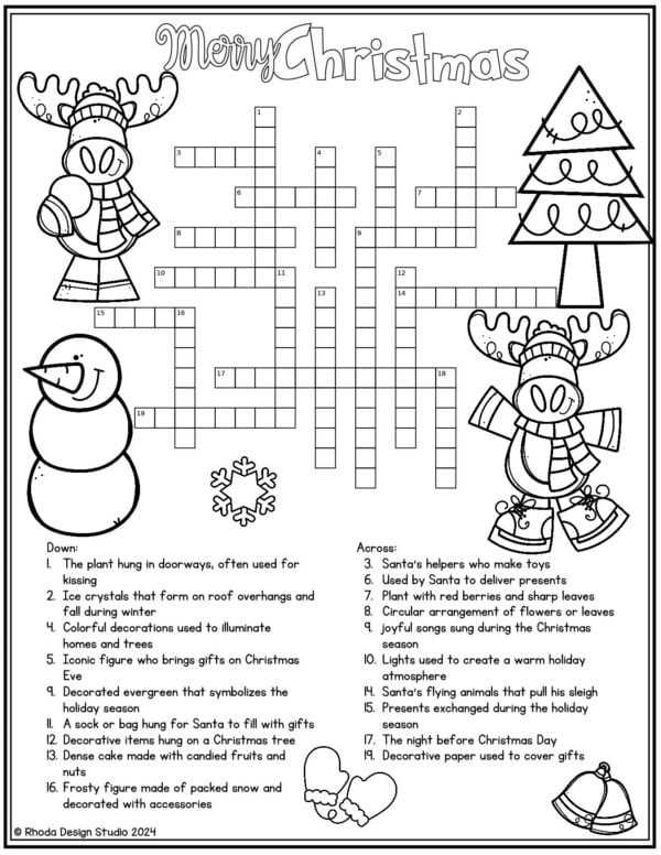 christmas worksheet crossword
