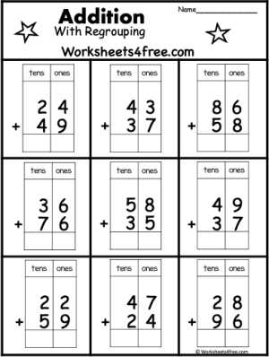 2 digit by 2 digit addition with regrouping worksheets