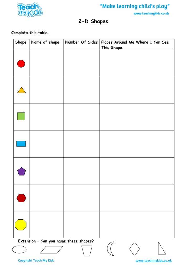 2 d shapes worksheet