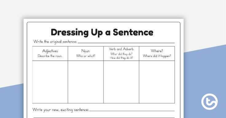 dressing up sentences worksheet