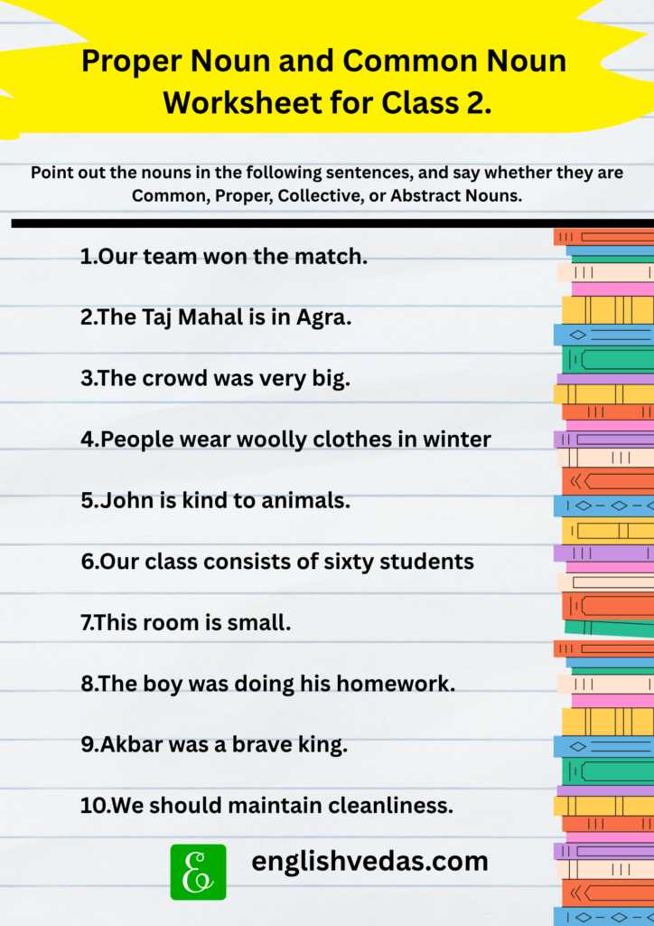 common and proper noun worksheet for class 6