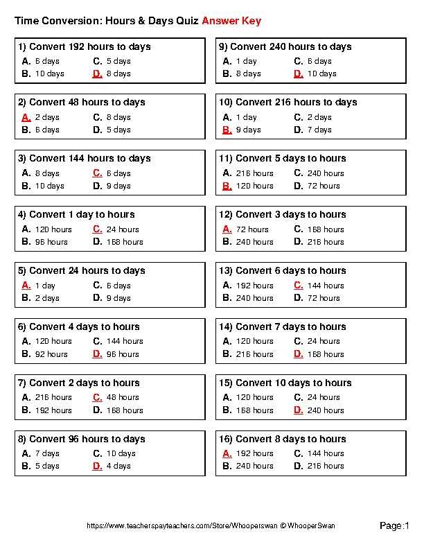 converting hours to days worksheets converting hours to days worksheets