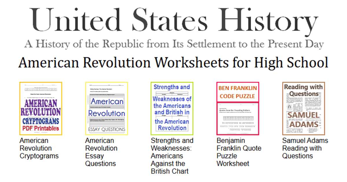 american revolution printable worksheets