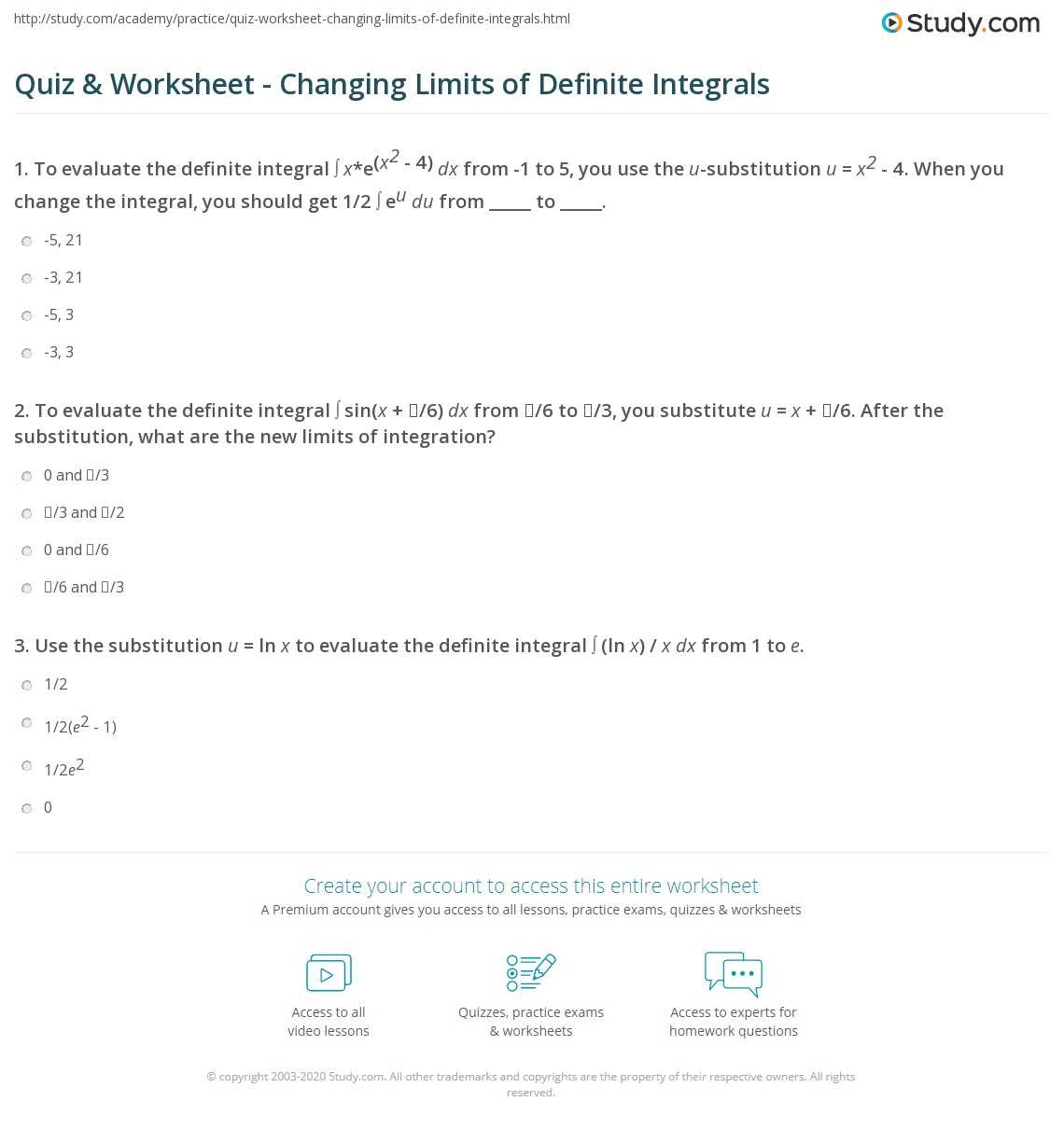 evaluating limits worksheet