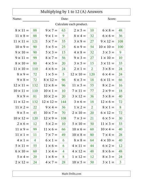 multiplication math facts worksheets