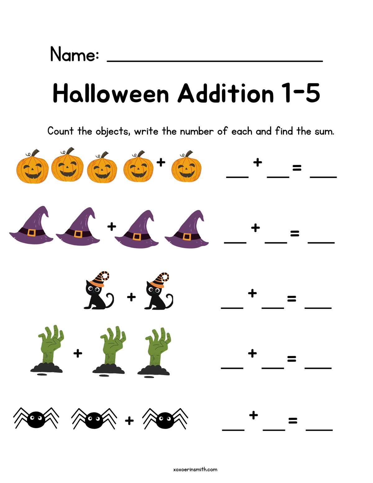 halloween math worksheets for kindergarten