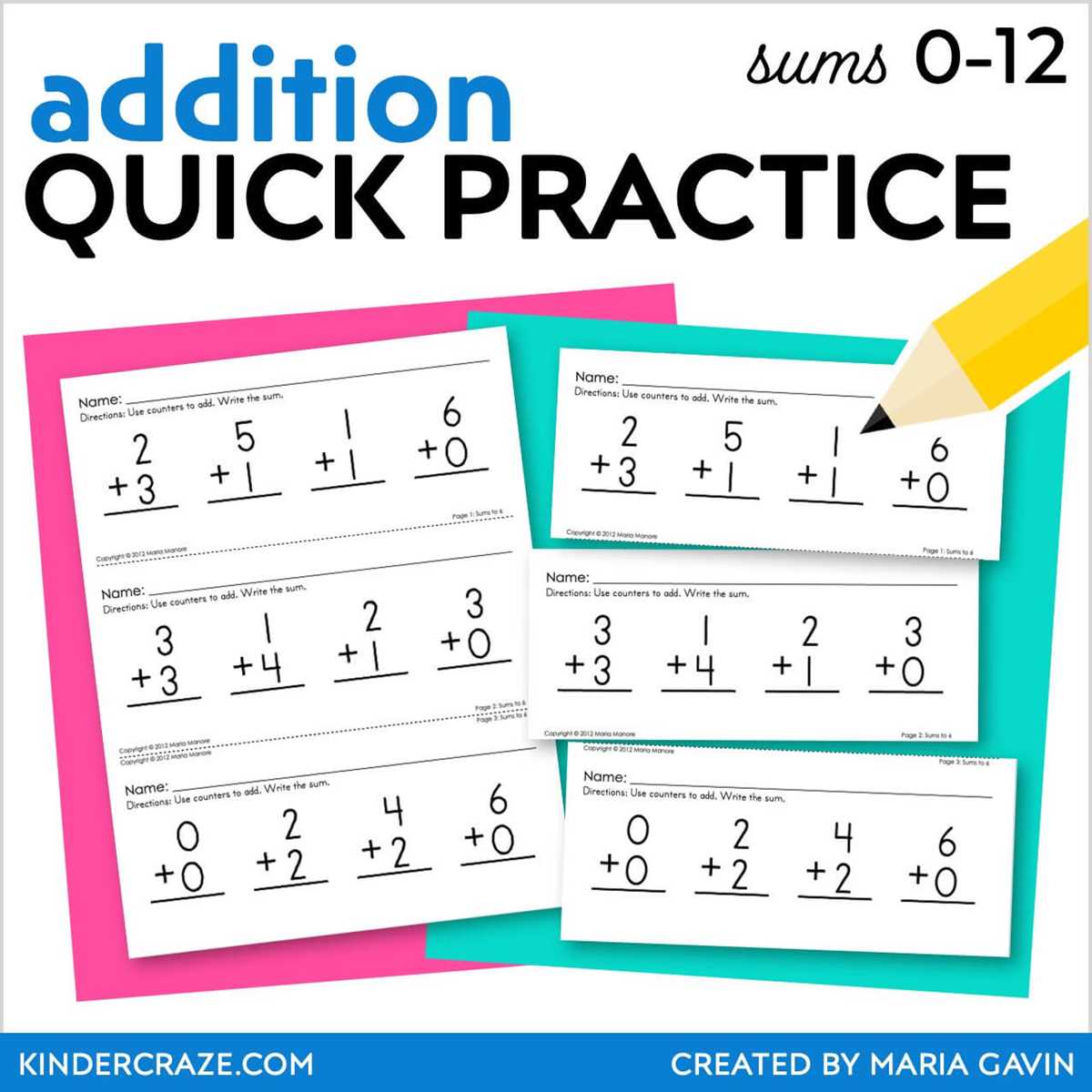 addition practice worksheet