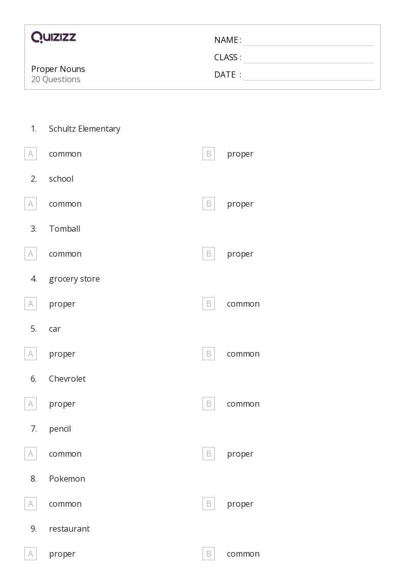 proper nouns worksheet